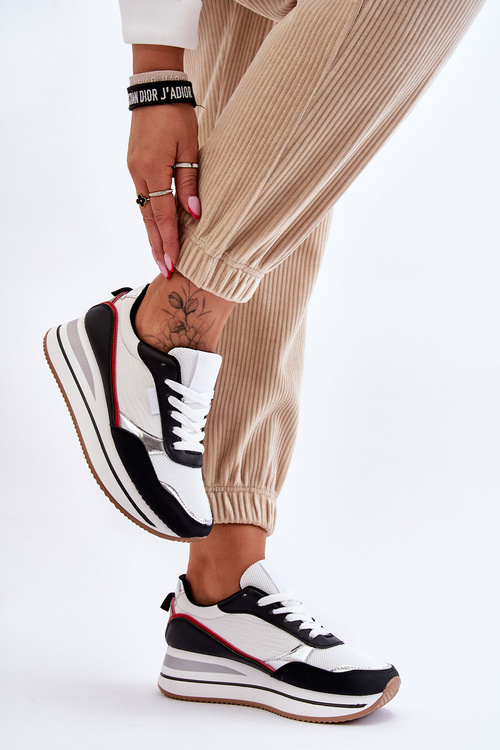 Dámske športové topánky pre klin a biele a biele Allen