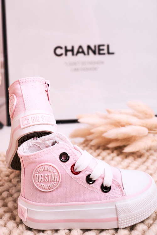 Dětské Tenisky Vysoké Se Zipem BIG STAR HH374191 Růžové