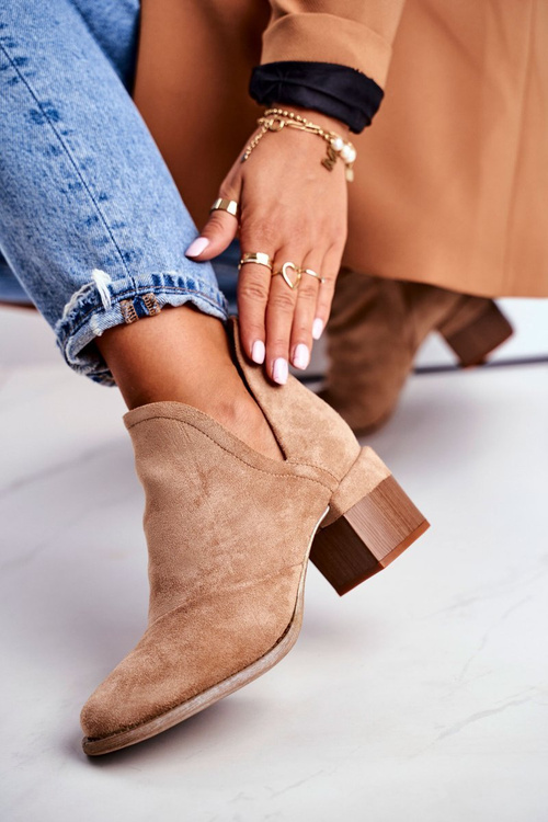 Dámské Kotníkové Boty Na Podpatku Oříznuté Khaki Mini Meliori