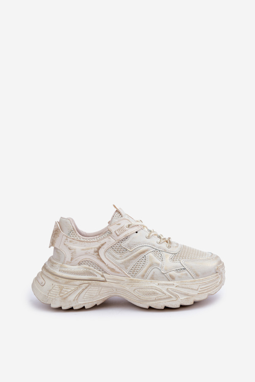 Dámské Tenisky S Odrbanými Na Platformě Béžové Seladwen