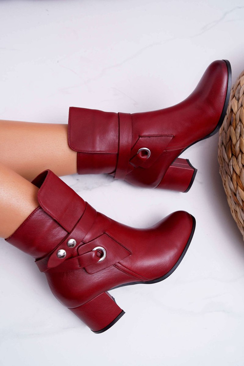 Dámské Kotníkové Boty Kožené Červené 1820 Laura Messi