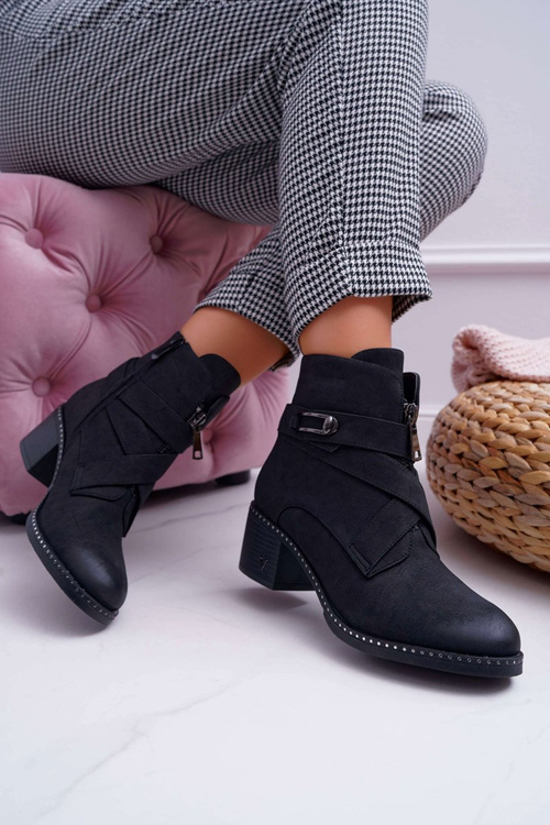 Dámske topánky na čiernom Blave Suede Post