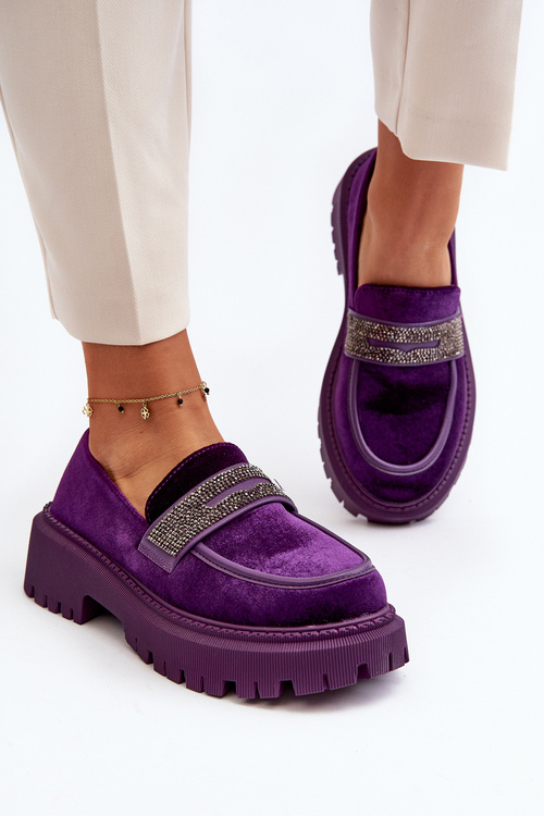 Dámské sametové mokasíny s ozdobou Fialové Wendreda