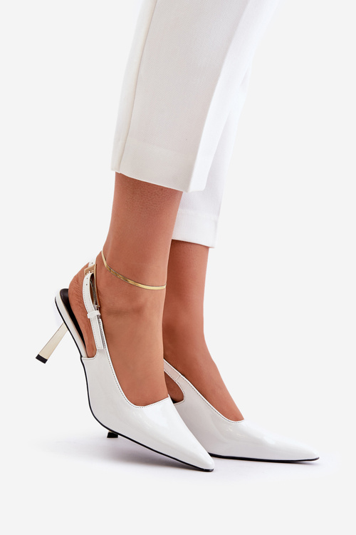 Lakované Lodičky S Otevřenou Patou Bílé Filona