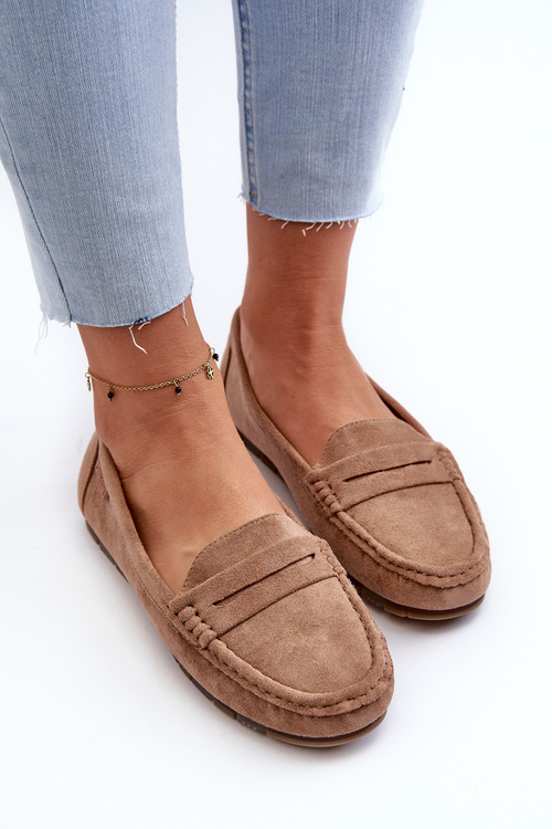 Dámske eko-zamšové mokasíny Big Star NN274930 Memory Foam System Beige