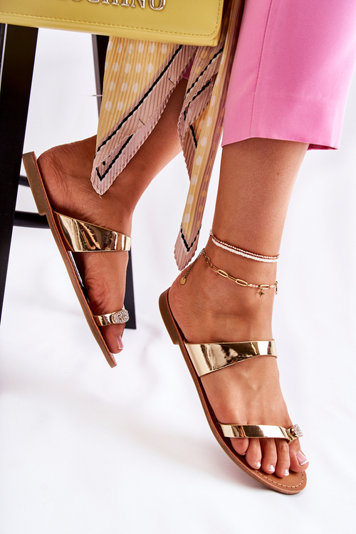 Dámské lakované žabky zlate Jimena