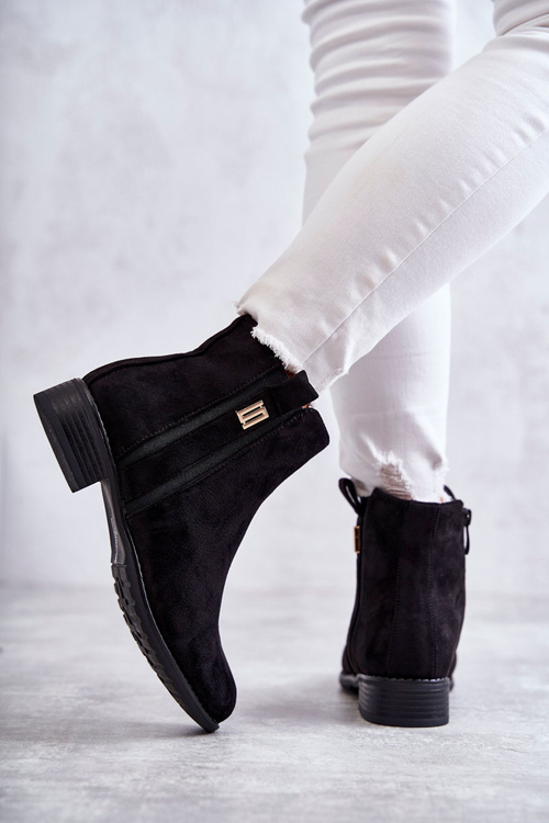 Dámské semišové kozačky s ornamentem černe Giana