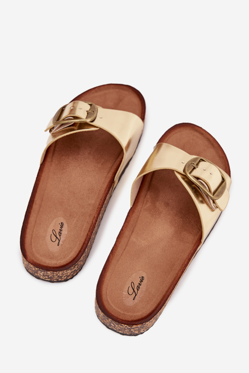 Dámske Sandále Na Korkovej Platforme S Prackou Zlate Vianara