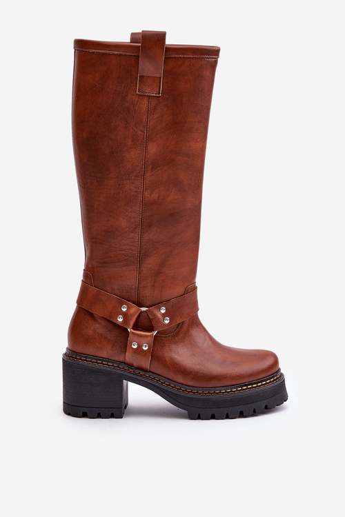 Kožené Dámske Čižmy Nad Koleno Lewski 3432 Camel