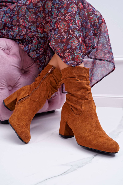 Dámské Kotníkové Boty Na Podpatku Semišové Camel Endless