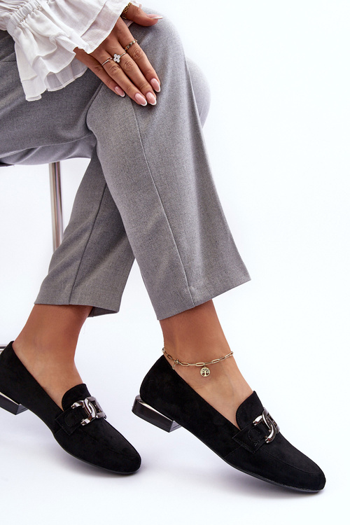 Dámské mokasíny s ozdobou černá Camilena