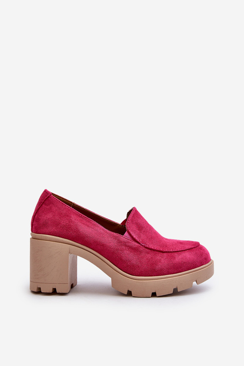 Dámské polobotky z ekokože semišové na podpatku a platformě fuksiové Arablosa