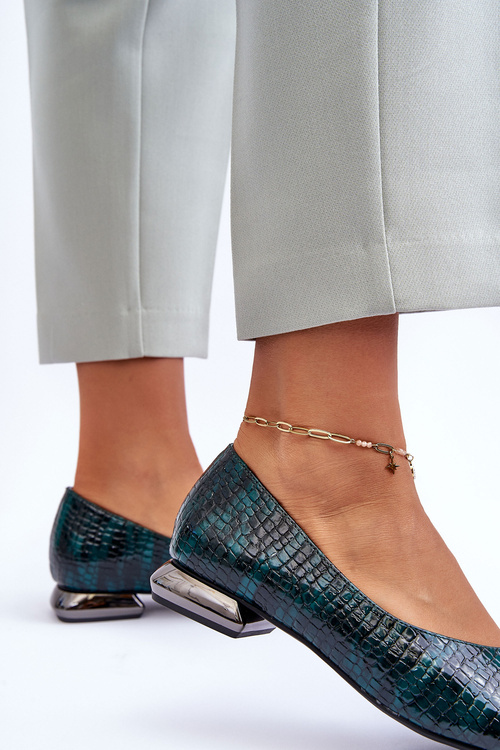 Dark -zelené vaani kožené lakované kožené baleríny