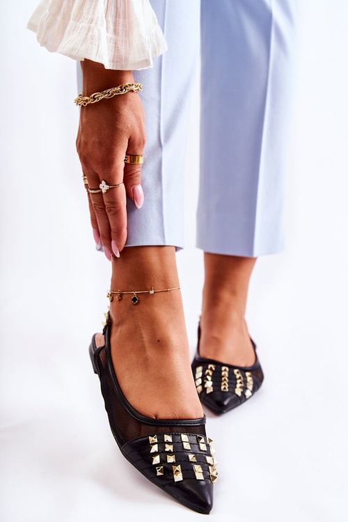 Dámske baleríny s cvočkami Black Kinley