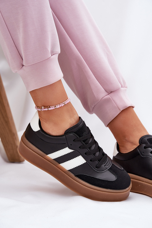 Dámske Tenisky Na Platforme Z Eko Kože Čierne Elaraven