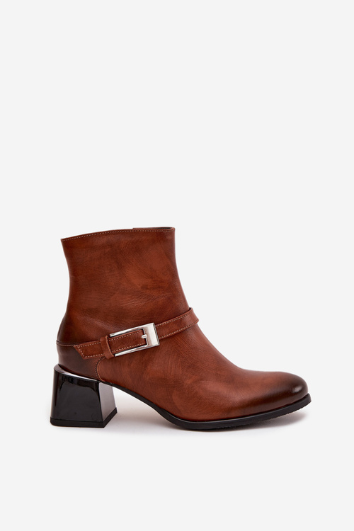 Kožené dámske členkové čižmy s prackou Zazoo 60562 hnedé