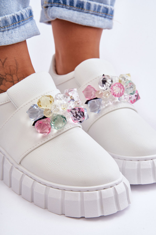 Módne posuvné športové topánky topánky s dekoráciou biela túžba