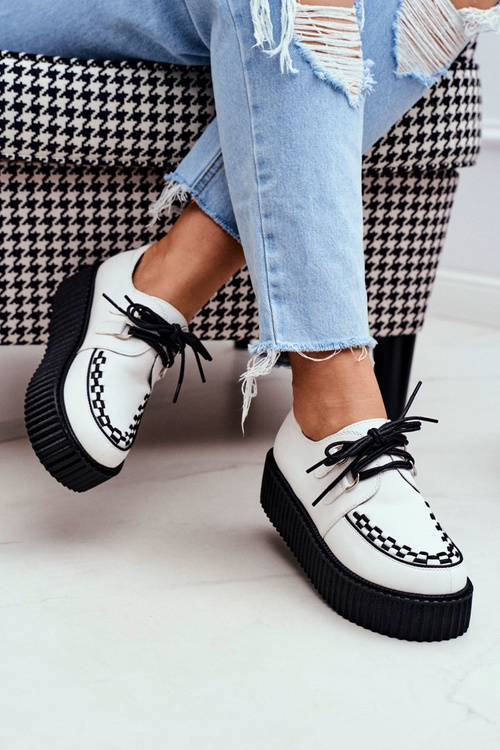 bílé kožené Creepersy na podrážce Gocain