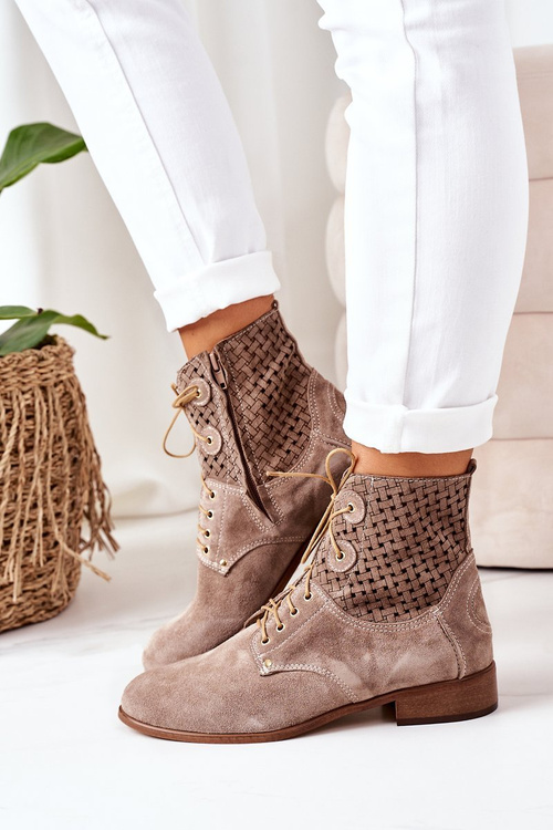 Prolamované Semišové Boty Cappuccino Josie