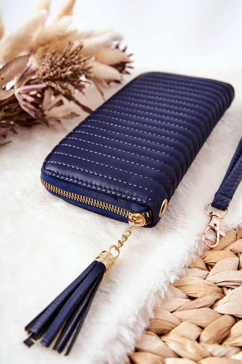 Veľká prešívaná peňaženka s námornícky modrý remienok