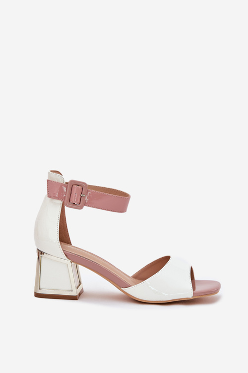 Lakované Dámské Sandály Na Podpatku Bílé Zennia