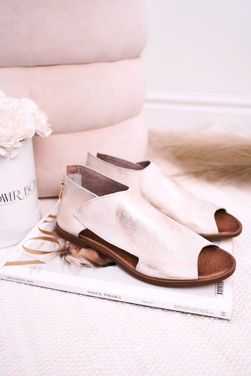 Dámské Kožené Sandály Nicole 2622 Bílé Kovové