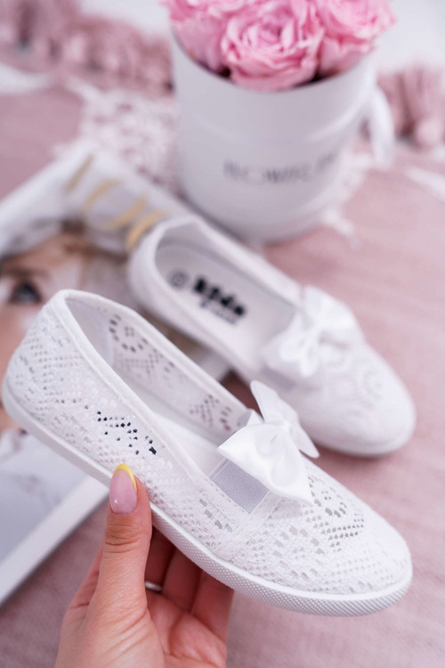 Dětská Tenisky Krajkové Bílé Dudi