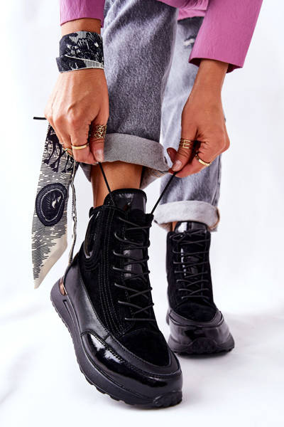 Vysoké Kožené Sportovní Tenisky černé Chocci