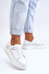 Dámská kožená sportovní obuv na platformě bílá Saul