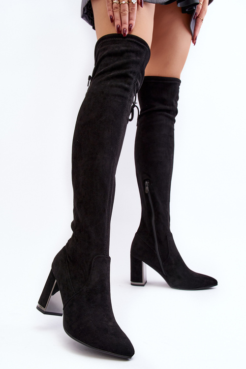 Semišové topánky na kolene na čiernom post amalitas