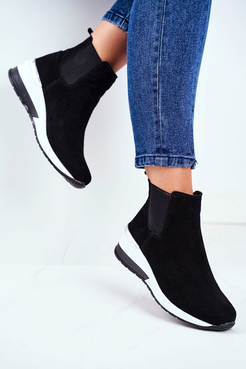 Dámske športové topánky Čierna koža 21-7781