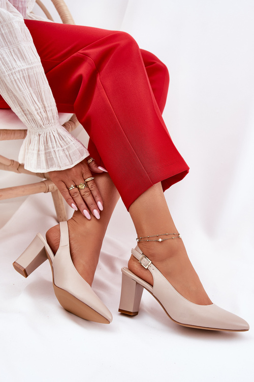 Pohodlné Lodičky Na Podpätku Sergio Leone SK162 Béžové