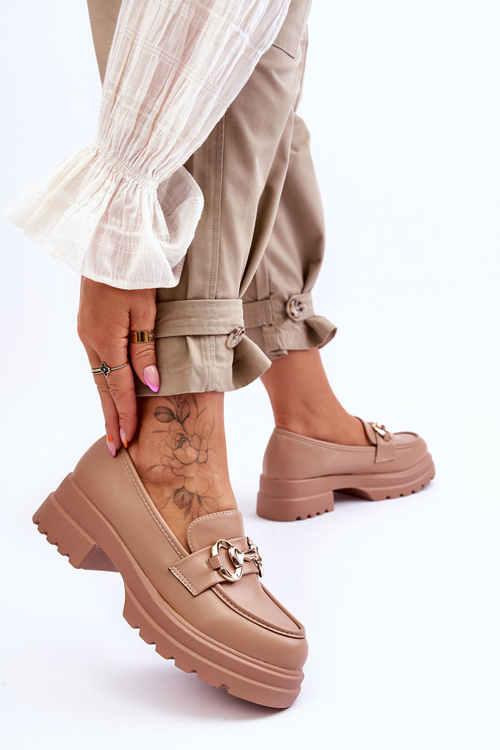 Dámské kožené slip-on mokasíny Béžová Albie