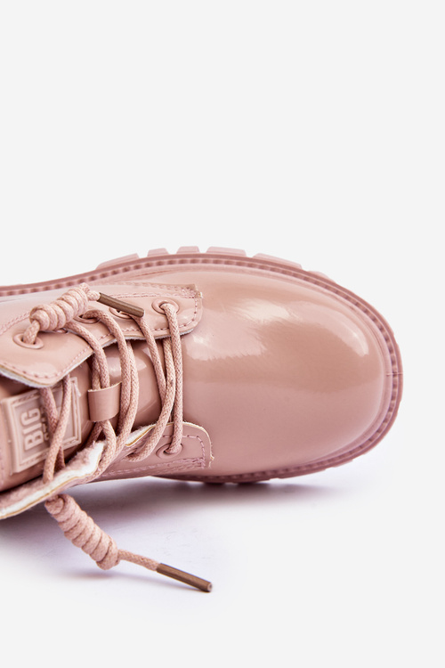 Ocieplane Lakierované Dětské Botky Big Star MM374144 Růžové