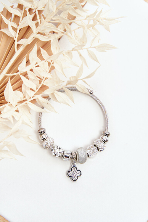 Oceľový náramok s kúzlami striebro