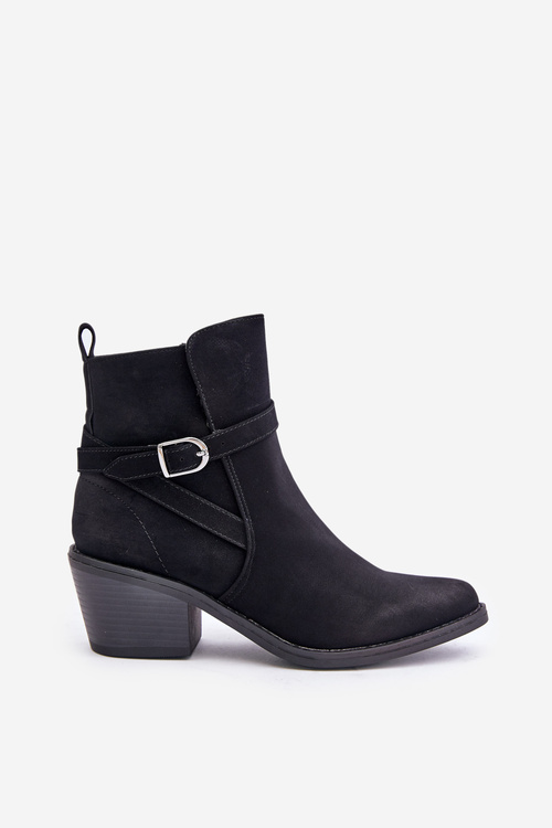 Kotníkové Boty Na Podpatku S Špičatými Nosky Zateplené Na Zip Černé Glamer