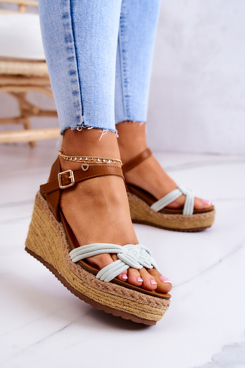 Módní sandály na klínu Světle zelená Roseville