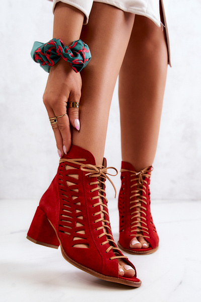 Suede Openwork Maciejka Boots Red 04040-08