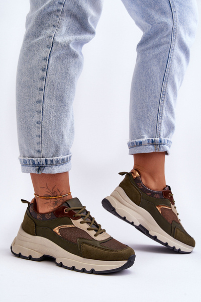 Čipky -Sports Sports topánky na platforme Zielone Escape Platform