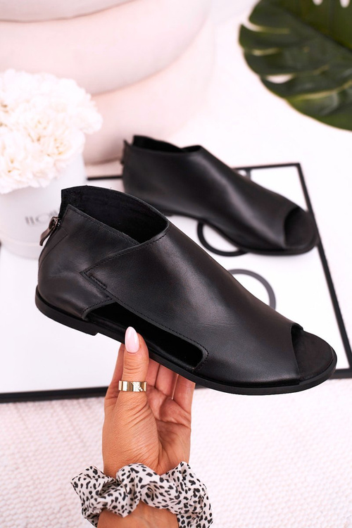 Dámské Kožené Sandály Nicole 2622 Černe