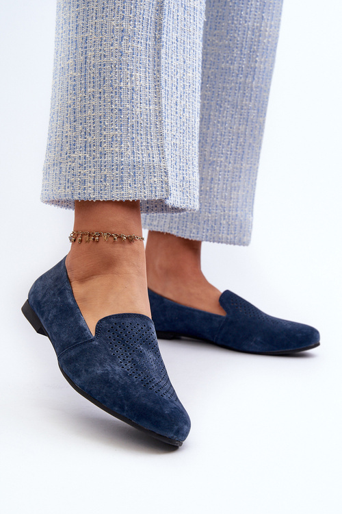 Semišové Pohodlné Mokasíny Modré Giovana