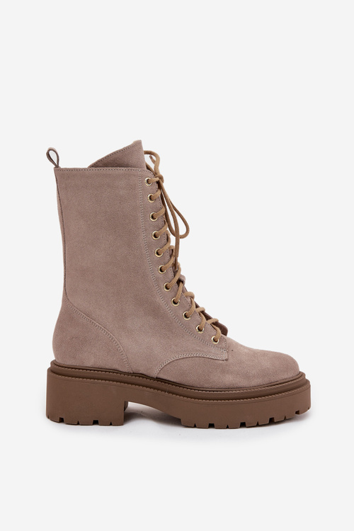 Dámské workery z pravé semišové kůže s vyhříváním Zazoo 4213 béžové