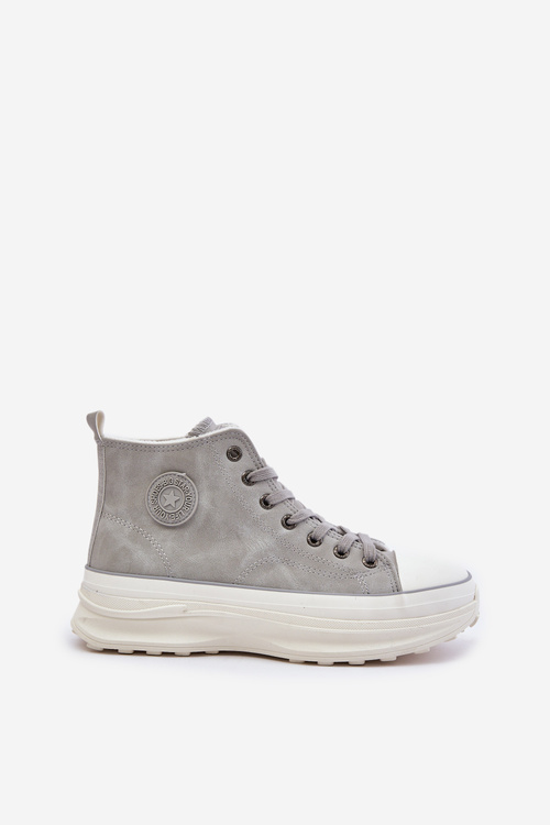 Zateplené dámske tenisky na platforme Big Star OO274073 šedé