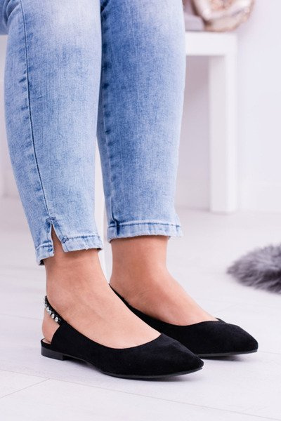 Lu Boo Černý Suede Ballerinas Macron