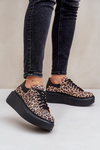 Kožené tenisky na platforme s leopardím vzorom Zazoo 3346 hnedo-čierne