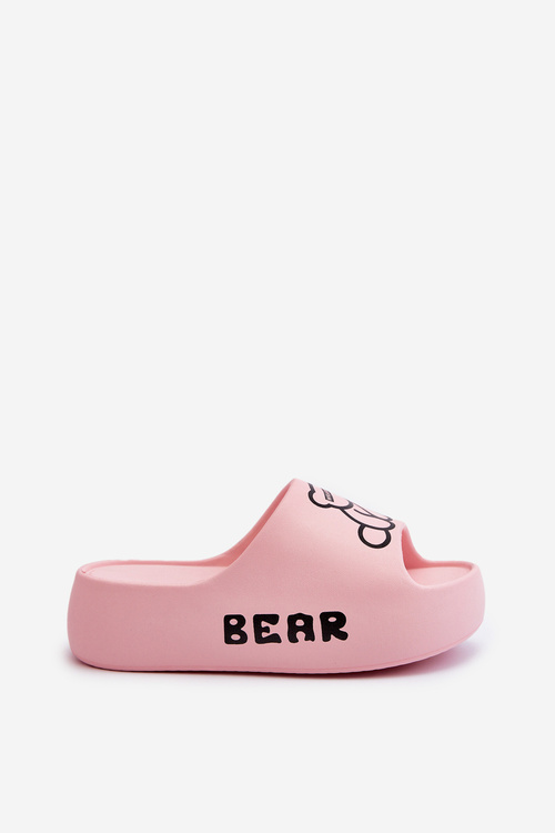 Dámske penaove papuče na masívnej podrážke s medveďom ružové Lamira