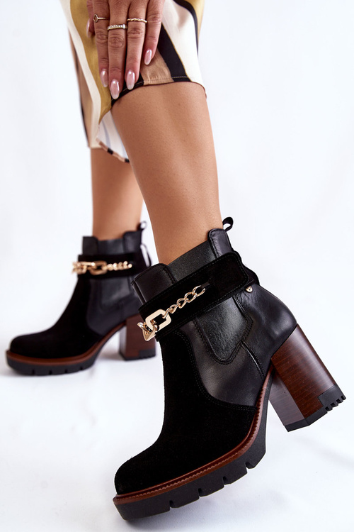 Dámské kožené kozačky Maciejka 05781-01 Černé