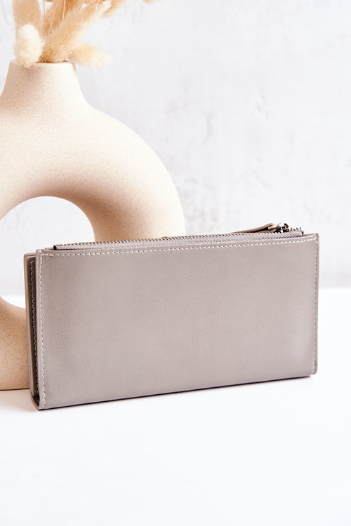 Velká kožená peněženka se magnetem Šedá Nereva