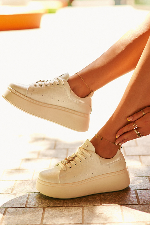 Dámske Kožené Tenisky Na Platforme S Medvedíkom Biele Vinceza 66641