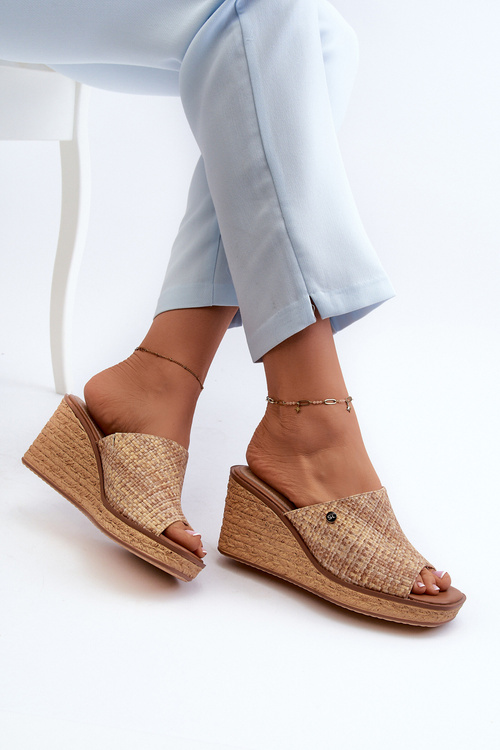 Dámske sandále na platforme Sergio Leone KL213 Beige